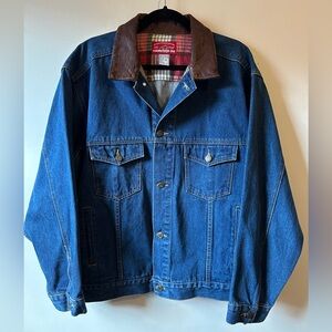 1970s Marlboro Country Store Denim Jacket Leather Collar
